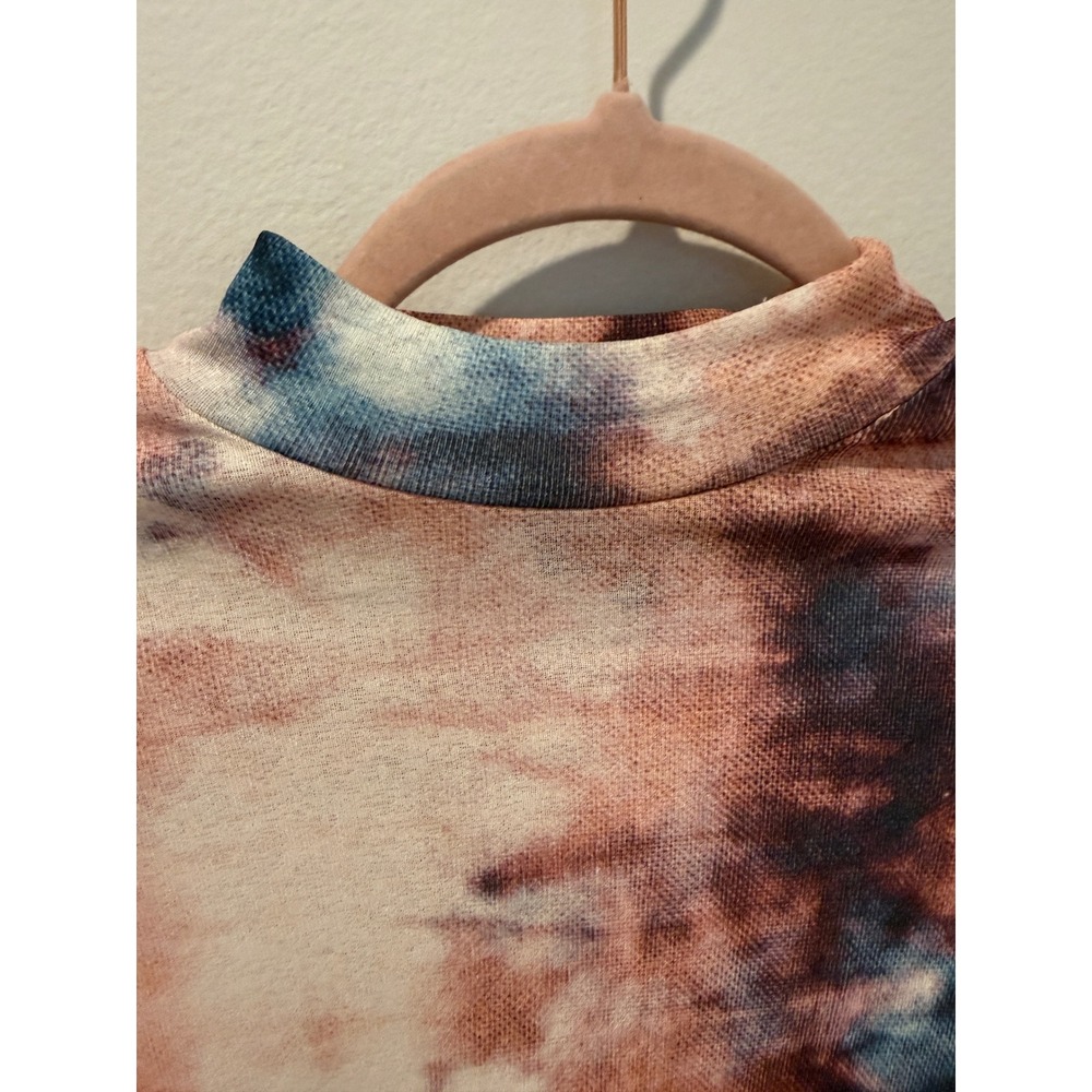 Bardot Tie Dye Mock Neck Long Sleeve Mesh Top - Picture 2 of 4